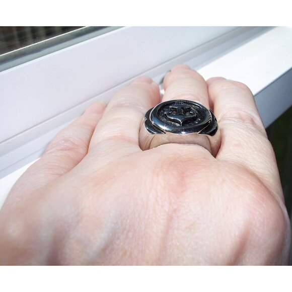 STAINLESS STEEL Men's Nautical Anchor Ring - Picture 4 of 15